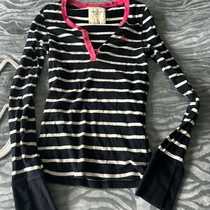 Striped Long Sleeve Henley pj set